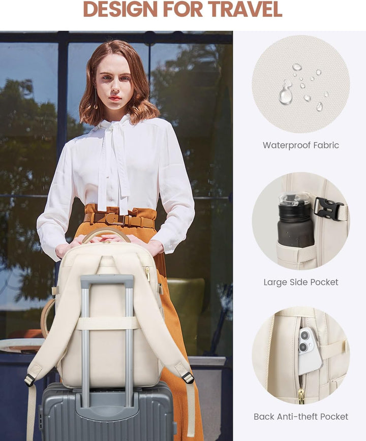 LOVEVOOK Mochila de viaje para mujer y hombre, Beige-caqui, Mochila...