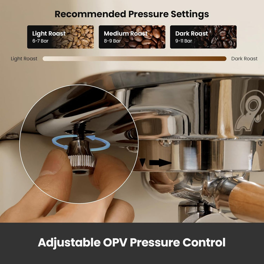 Gemilai G3028A - Máquina de café expreso, cafetera profesional de 15 bares con presión ajustable y espumador de leche automático, doble PID y caldera de 18.6 fl oz, tanque de 57 onzas, acero inoxidable para capuchino, color blanco latte