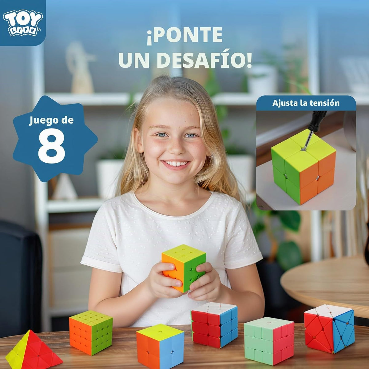 STEAM Life Speed Cube Set 8 Pack Magic Cube | Includes 3x3, 2x2, 4x4 Speed Cube, Pyramid Cube, Megaminx Cube Bundle Collection Cube Toys para Kids & Adults