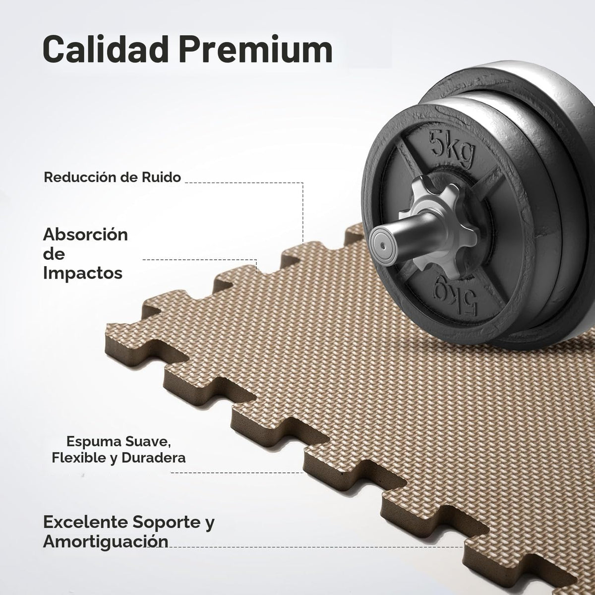 Tapete de espuma EVA, estilo rompecabezas, baldosas conectables, para equipo de entrenamiento en casa y áreas de juego infantil, 24 x 24 x ½ pulgadas (marrón, 12 unidades, 48 pies cúbicos)