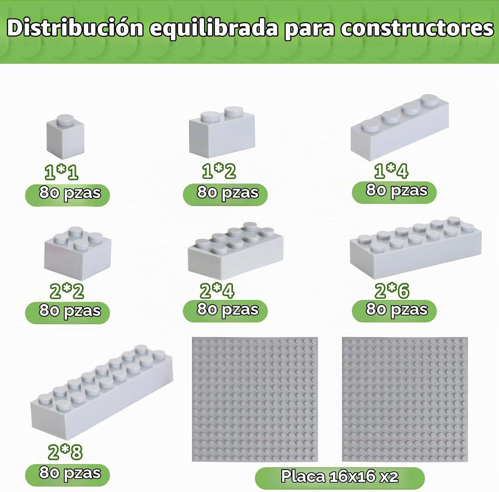 Juego de bloques de construcción clásicos de 560 piezas a granel en 7