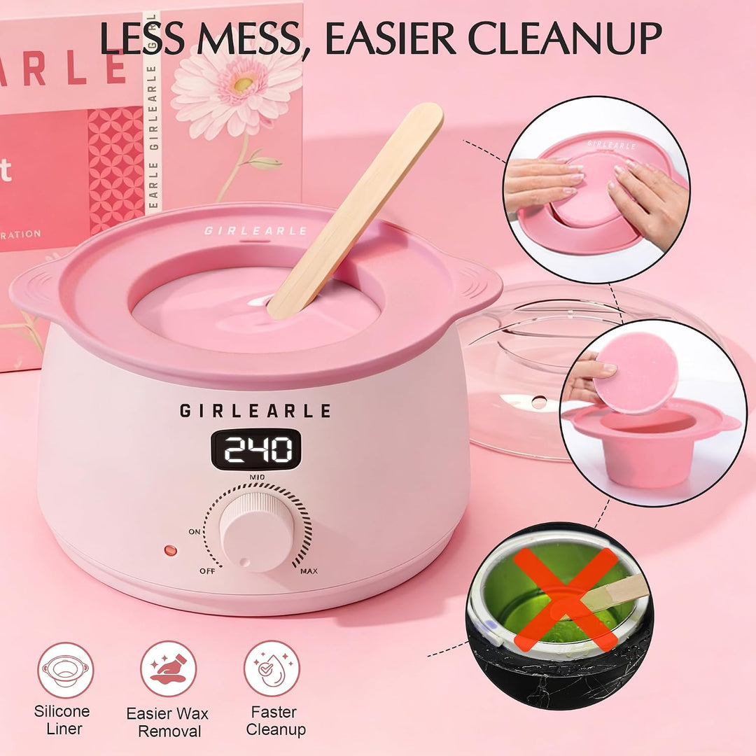GIRLEARLE Kit de cera digital premium para mujeres con piel sensibl...