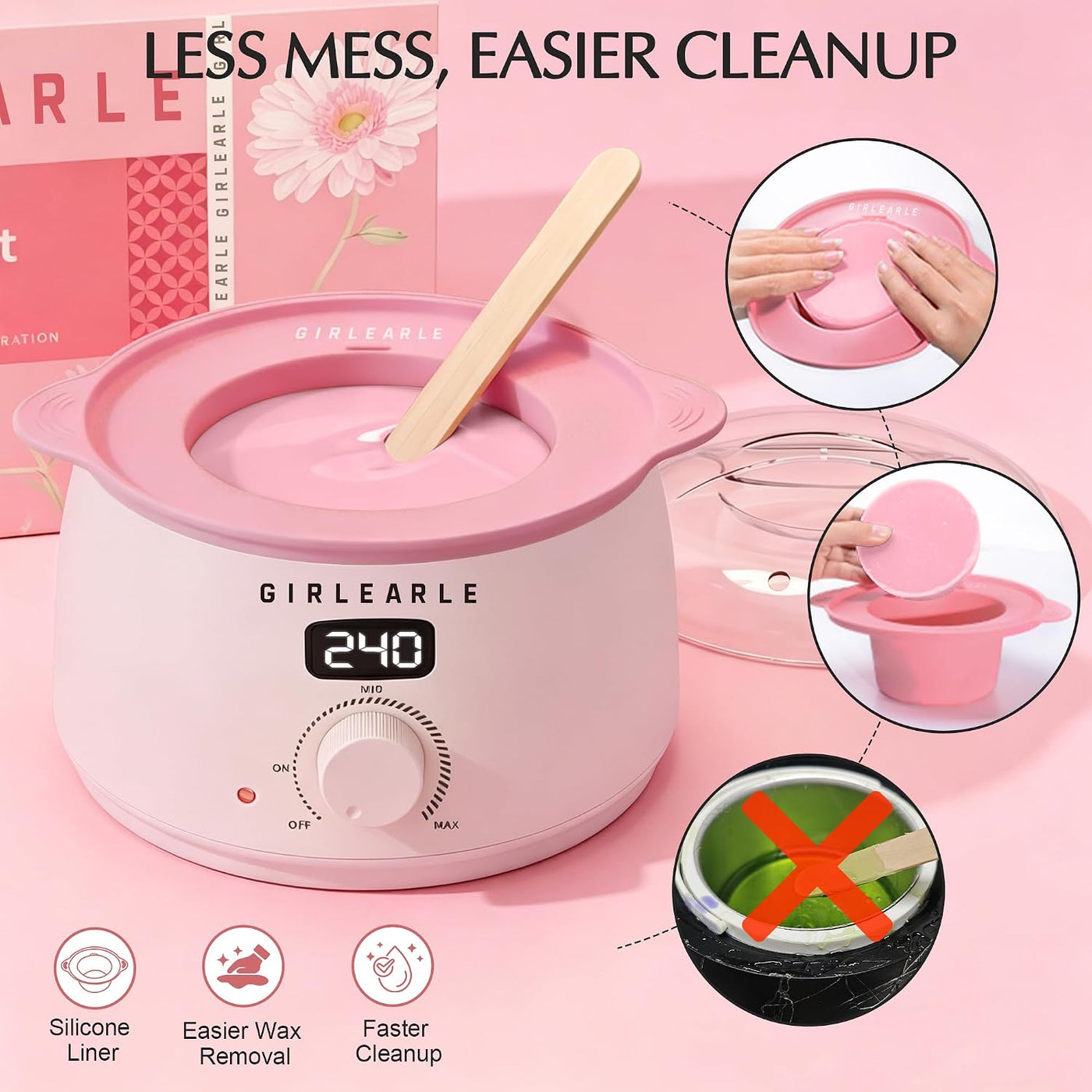 GIRLEARLE Kit de cera digital premium para mujeres con piel sensibl...