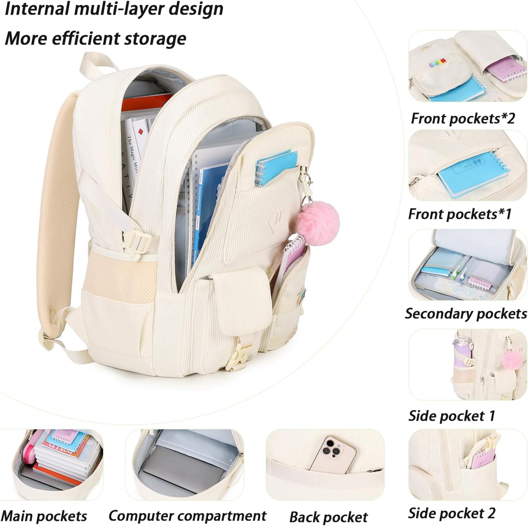 BLUWEI Mochila para computadora portátil para niñas, bolsa de pana...
