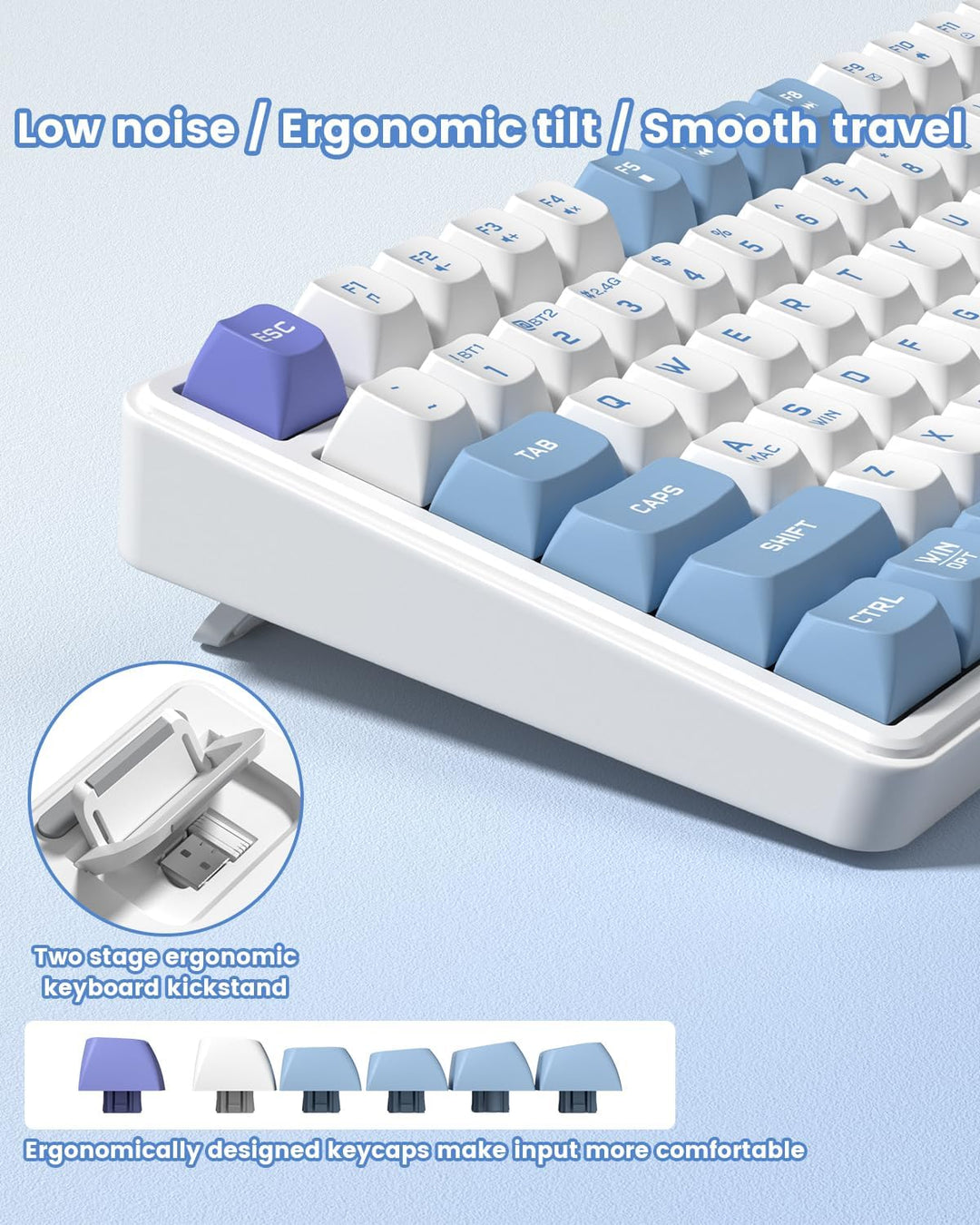 Womier DK75 - Teclado inalámbrico 75% para juegos, teclado cremoso...