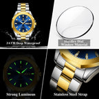 Poedagar Reloj de pulsera casual de lujo para hombre, resistente al agua, luminoso, con fecha, para hombre, de acero inoxidable, de cuarzo, para hombre