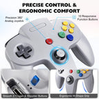 miadore Paquete de 4 Controladores Clásicos N64, Gamepad Clásico N64 con Joystick Mejorado (Versión USB no para PC) (Negro/Gris/Rojo/Azul)