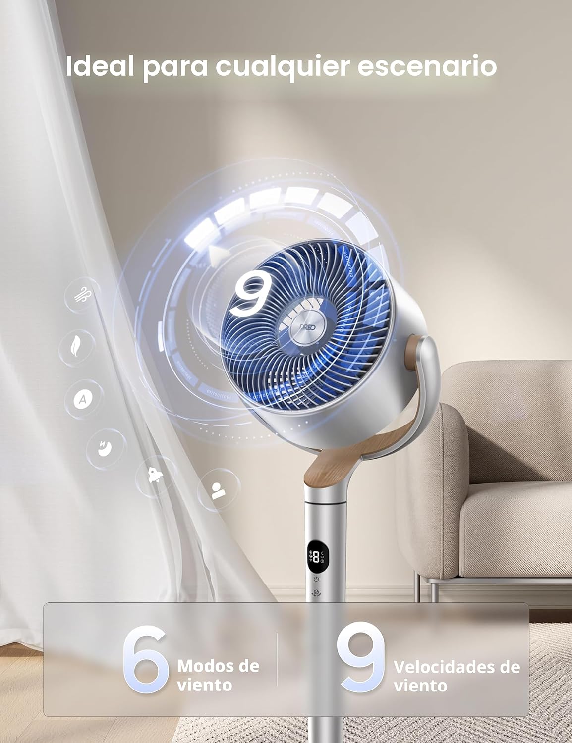 Dreo Ventiladores inteligentes para dormitorio, ventilador oscilant...