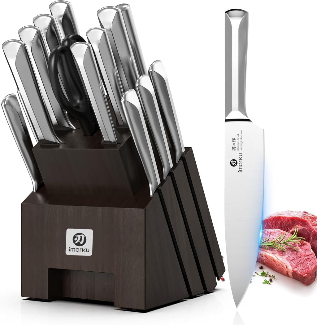 imarku Juego de cuchillos de 16 piezas, juego de cuchillos de cocina de