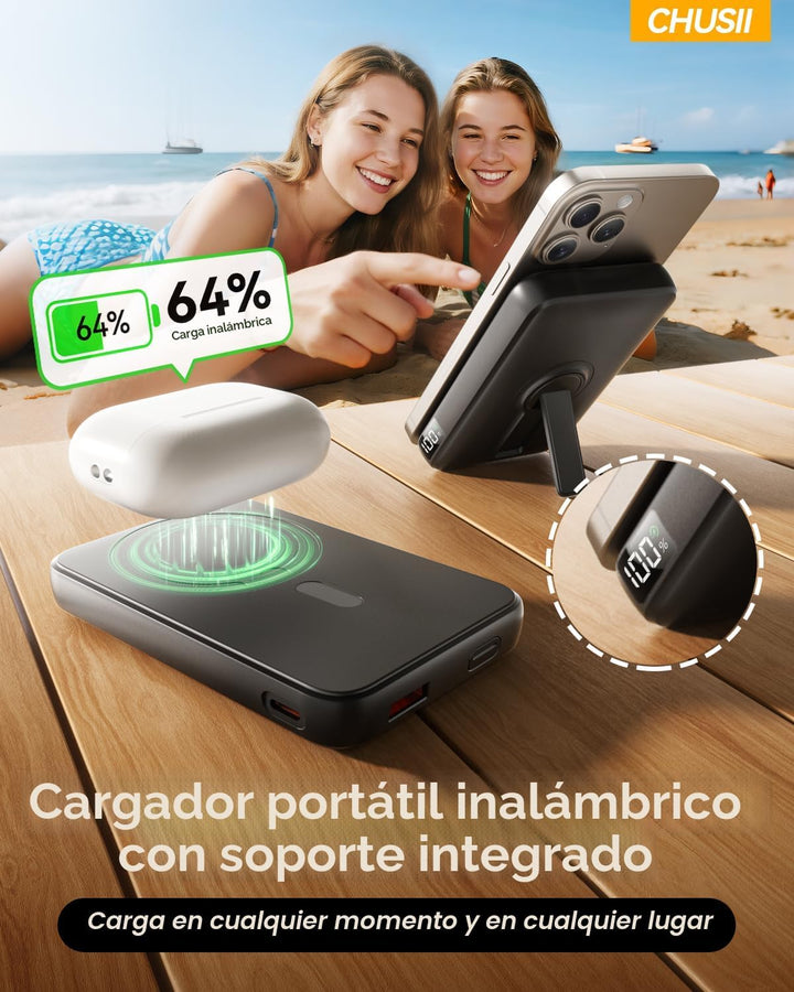 Cargador portátil Magsafe, banco de energía magnético inalámbrico d...