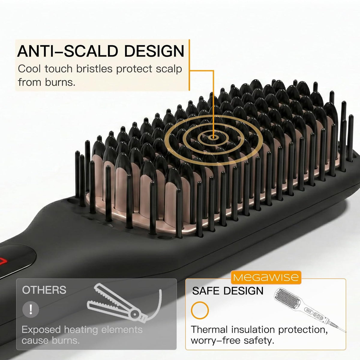 MEGAWISE Cepillo alisador de pelo iónico Pro Ceramic para salón en...