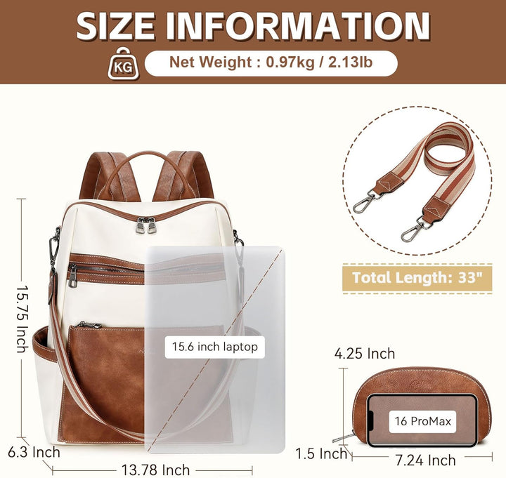 Mochila de cuero vegano AGLOD para laptop para mujer, mochila de 15...