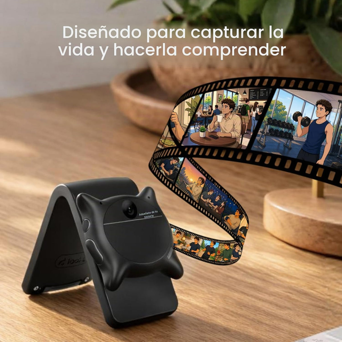 Looki L1 AI Multimodal usable de por vida, dispositivo de registro de vida ligero de acción manos libres de 1.13 oz con video de 1080P, 3 micrófonos, vlogs de IA y cómics, inteligencia proactiva