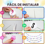 Kit de guirnalda de cumpleaños de pulsera gigante de la amistad con letras y bolas, pancarta personalizable para Navidad, boda, Kpop, decoración de fiesta de Año Nuevo, bolas de plástico, estrellas