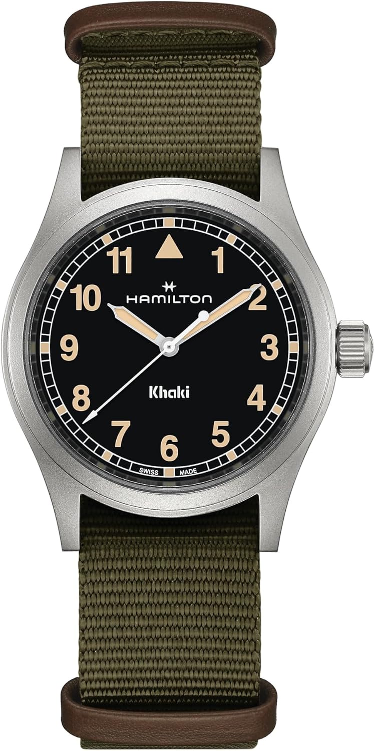 Hamilton Khaki Field Khaki Reloj de cuarzo para hombre, caja de acero