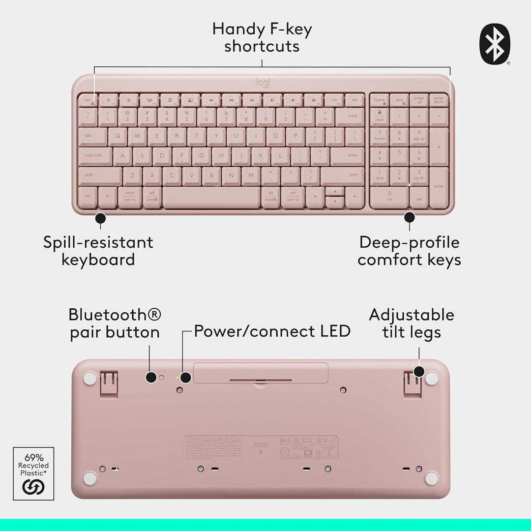 Logitech MK250 Combo de Teclado y Ratón Inalámbrico Bluetooth: Cone...