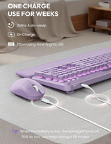 Teclado y mouse inalámbricos, máquina de escribir retroiluminada co...