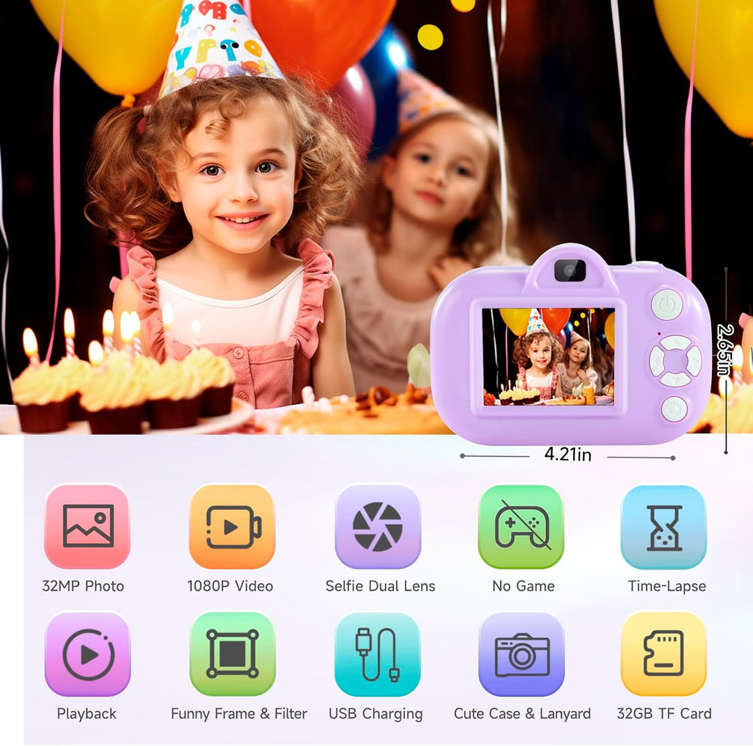 YEEHAO Cámara digital de 32 MP con lente dual para niños de 3, 4, 5...