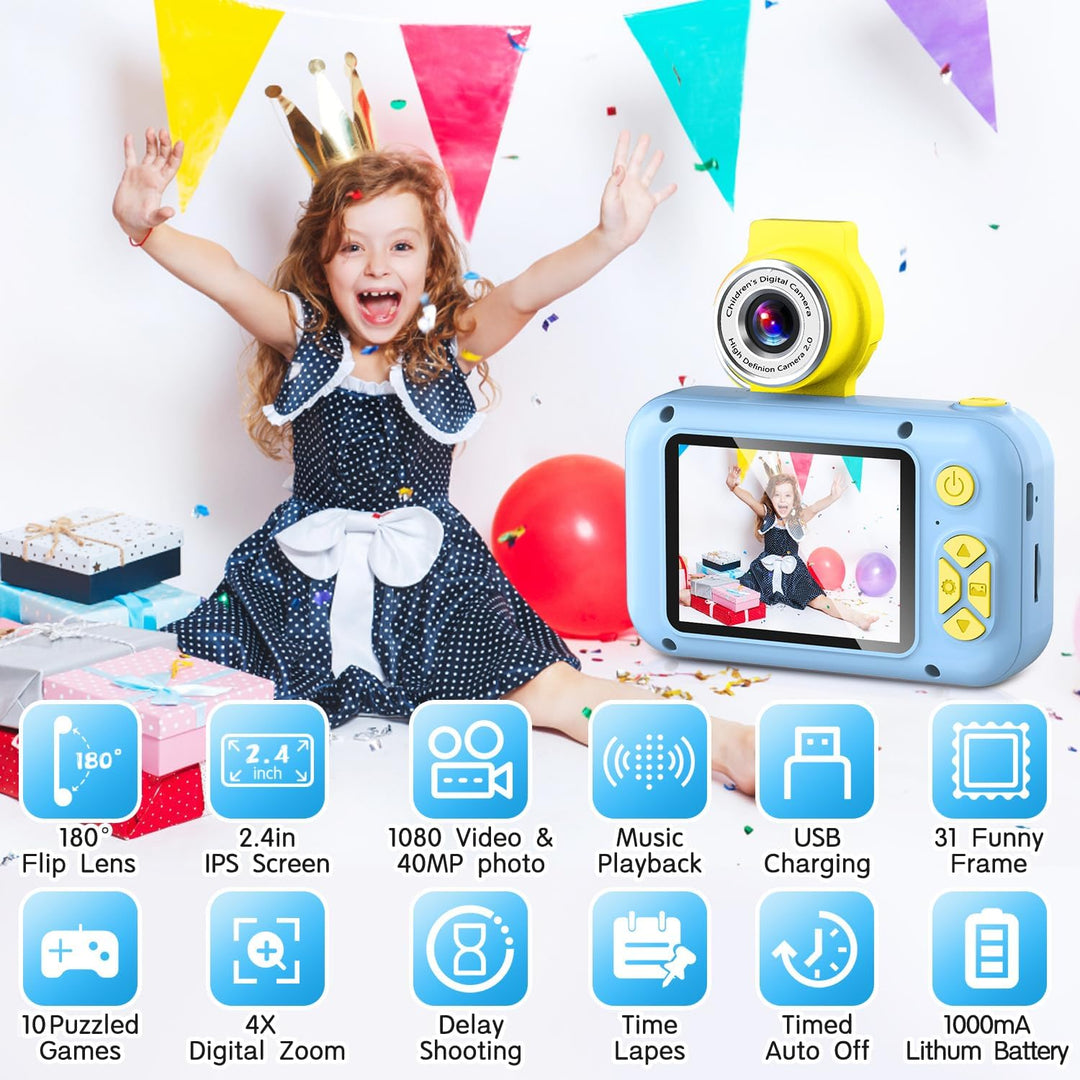ARNSSIEN Cámara para niños, cámara digital de juguete para niños pe...