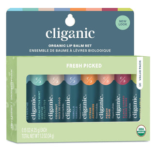 Cliganic Set de bálsamo labial orgánico (recién recogido, 8 sabores...