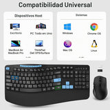 Combo de teclado y mouse inalámbricos, teclado ergonómico con 6 tec...