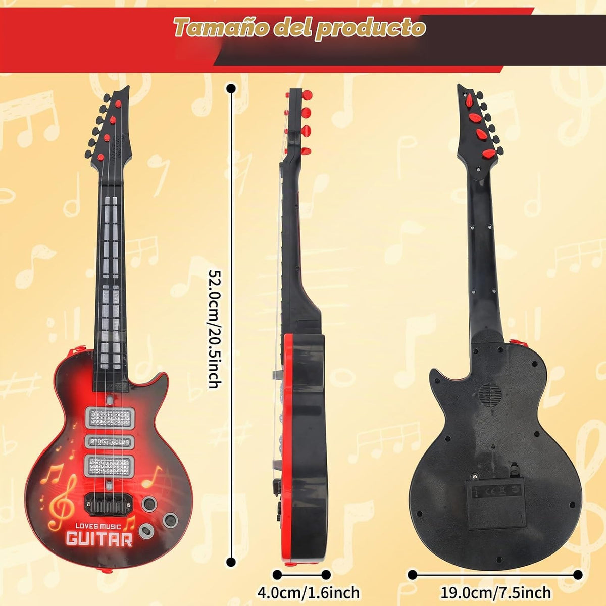 Kids Electric Guitar con 4 Strings Light Up Toy para Toddlers