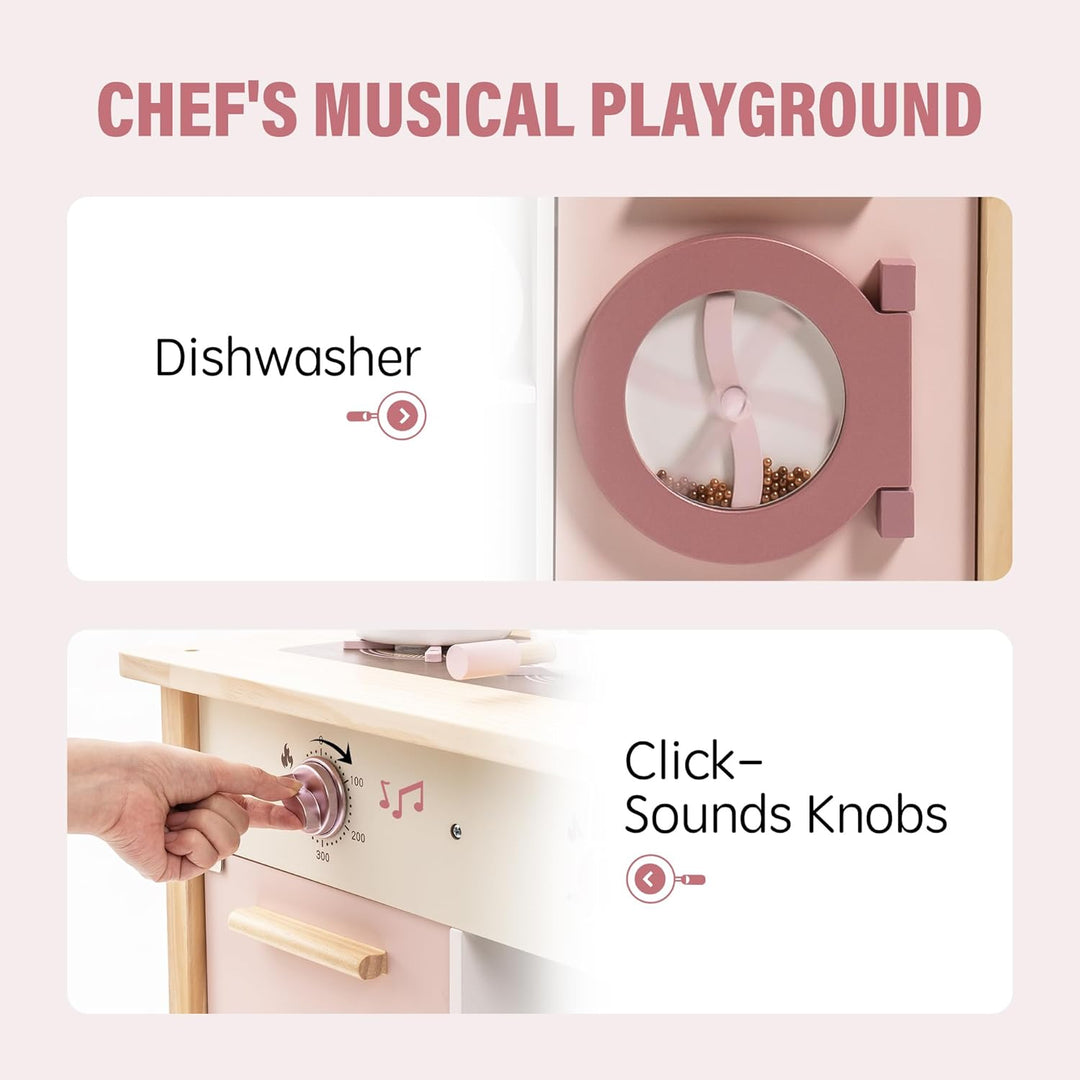 ROBUD Cocina de Juego para Niños Pequeños, Cocina de Juego de Mader...