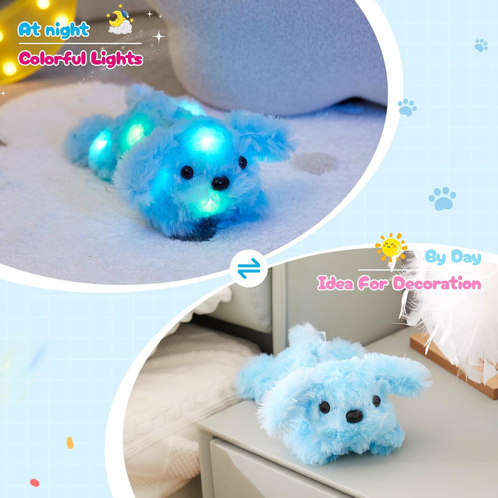 WEWILL Cachorro azul iluminado de 10 pulgadas con luz LED con luz n...
