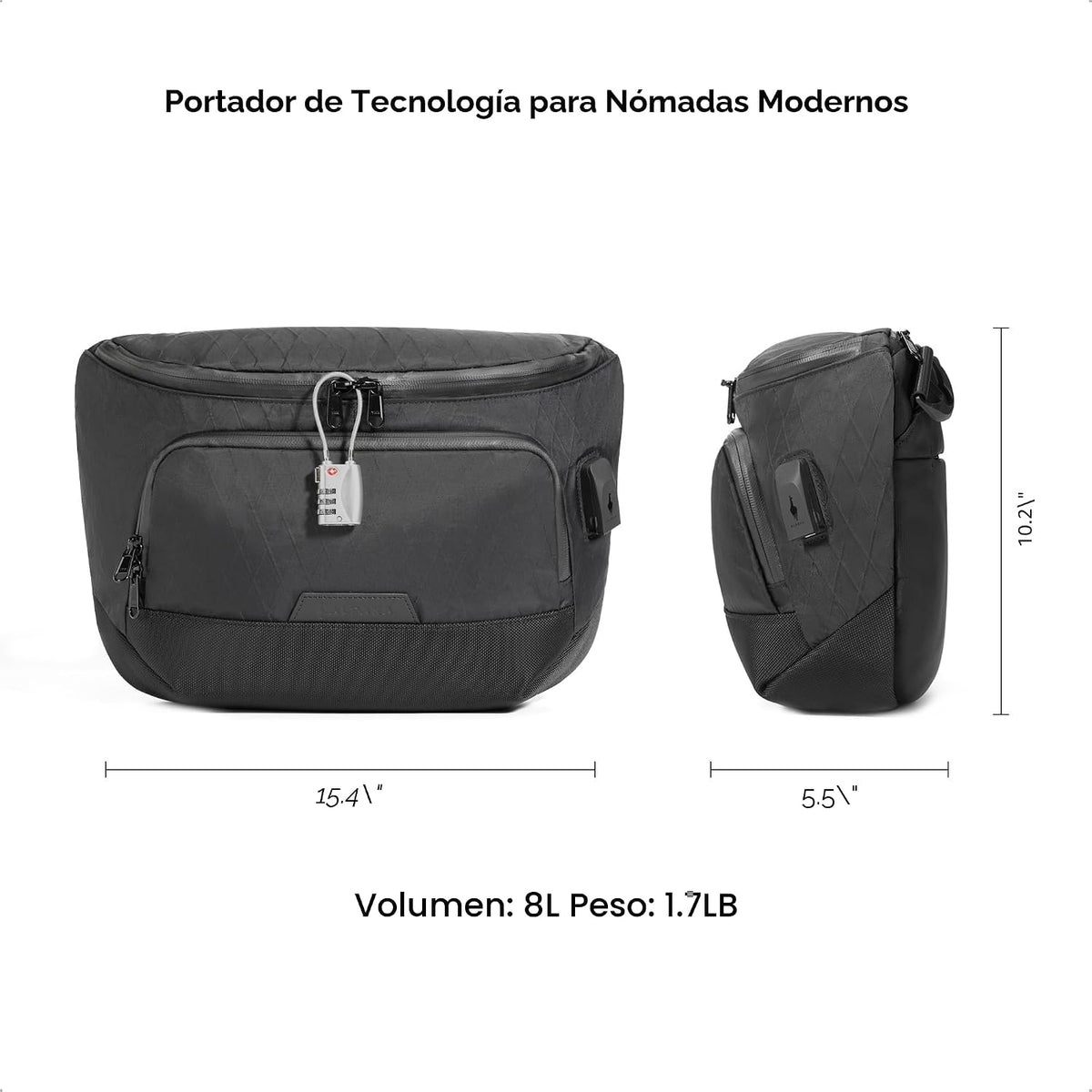 ALPAKA Bravo Sling Max 8L Bolsa bandolera para laptop con bloqueo RFID