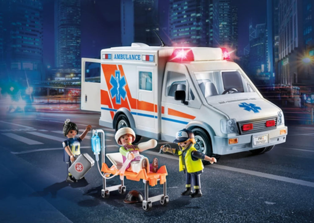 Ambulancia Playmobil con accesorios y 3 figuras