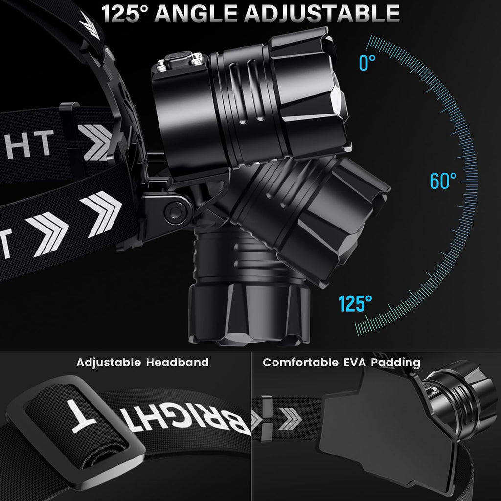 Lámpara FINICO Linterna frontal LED recargable 99000 altos lúmenes, 95 horas de