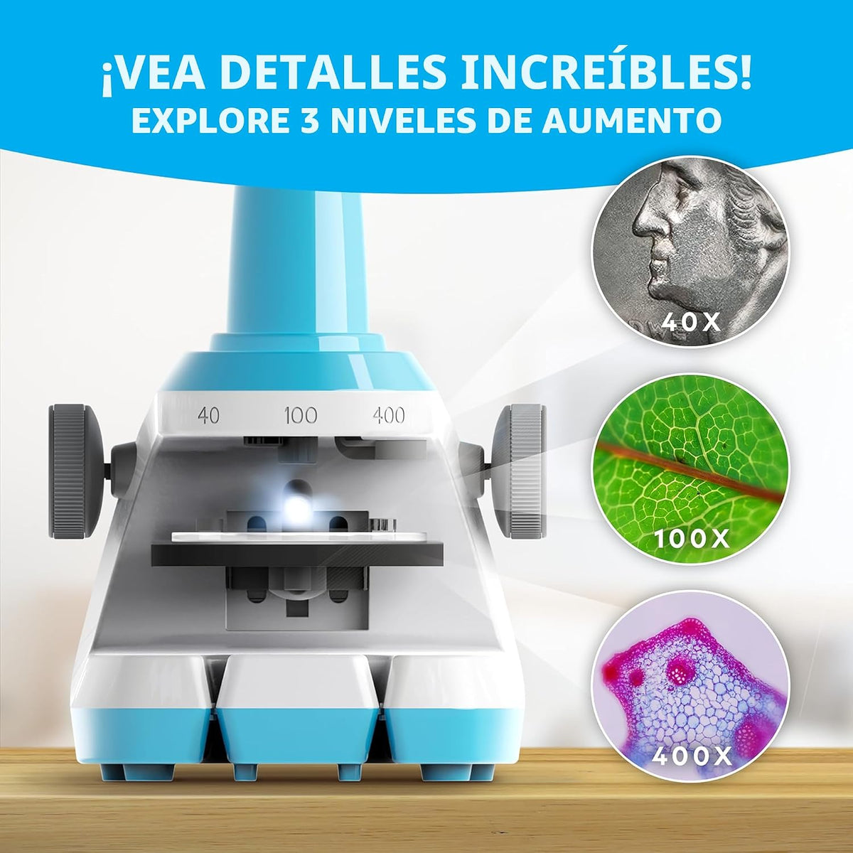 National Geographic Microscope para Kids con hasta 400x Magnification
