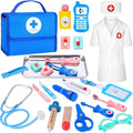 Kit de médico para niños pequeños de 3 a 5 años, kit de médico para niños con bolsa de almacenamiento médico y estetoscopio real, disfraz de médico para juegos de simulación, regalo de cumpleaños para niñas y niños (21 piezas)