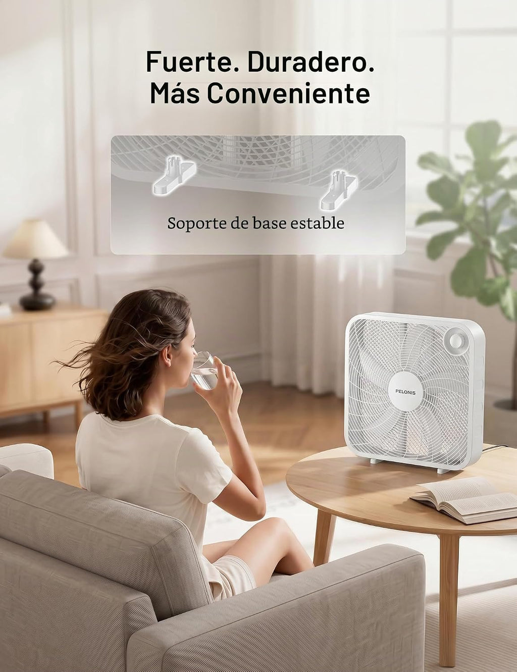 PELONIS Ventilador de caja de 3 velocidades de 20 pulgadas para dor...