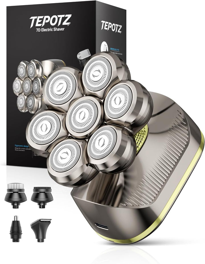 TEPOTZ Afeitadoras de cabeza 7D para hombres calvos, maquinilla de...