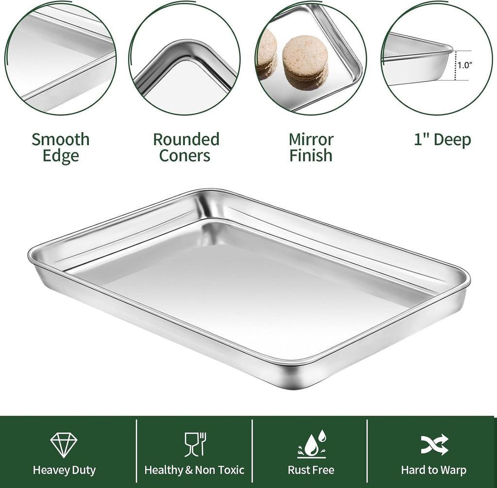 Juego de bandeja para hornear con estante para hornear, 2 sartenes