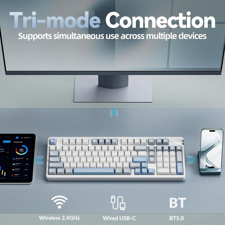 CORBOBO LEOBOG A98-96% Teclado mecánico inalámbrico, trimodo BT5.0\...