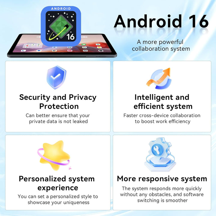 Tablet Android 16 de 10 pulgadas, tableta Android 16 con Gemini AI,...