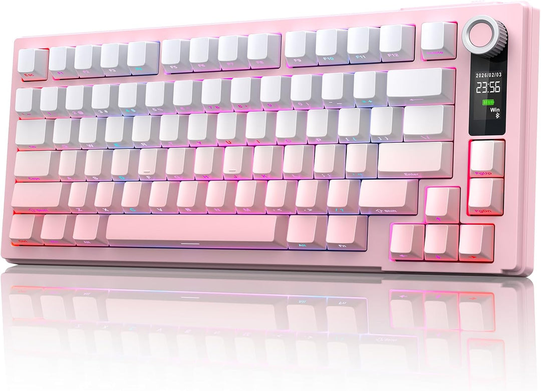 MOKURU Teclado mecánico inalámbrico, tres modos BT\/2.4G\/USB-C, co...