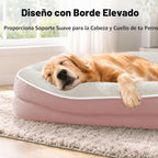 Cama ortopédica impermeable para perros de tamaño grande, rosa