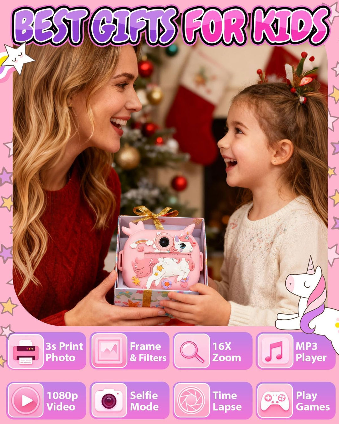 Cámara para niños con impresión instantánea, cámaras instantáneas d...