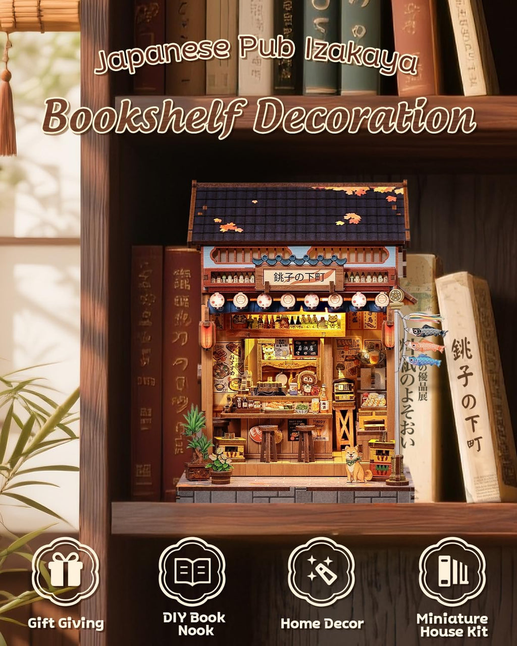 CUTEBEE Kit Book Nook, Casa en Miniatura DIY Izakaya Japonés para Adultos