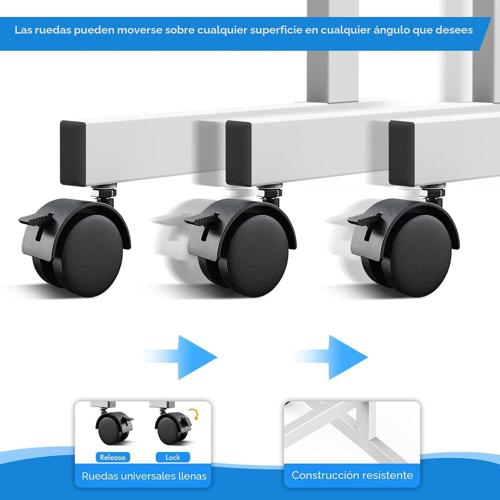 Maxtek Tablero blanco rodante sobre ruedas de 48 x 32 pulgadas
