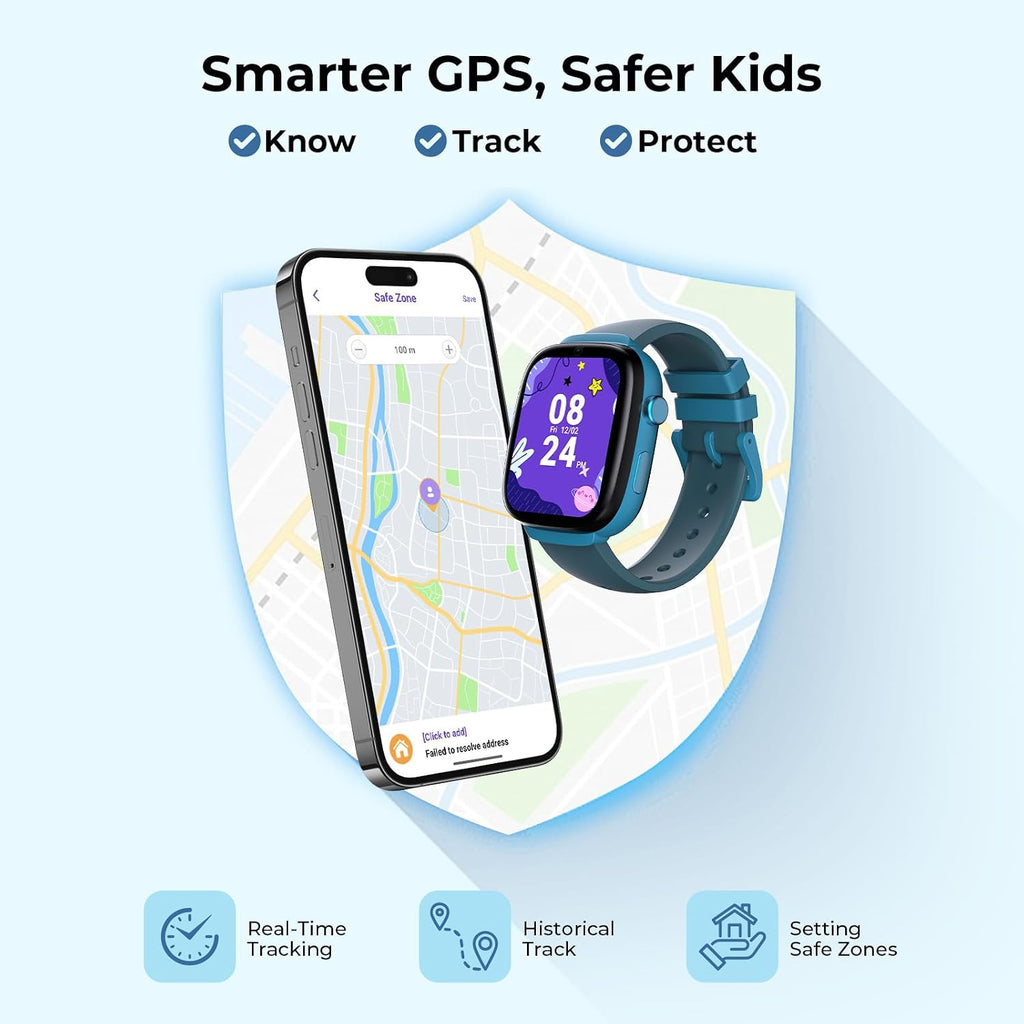 EIOTCLUB 4G Kids Smart Watch MX3 con rastreador GPS y videollamadas (azul)