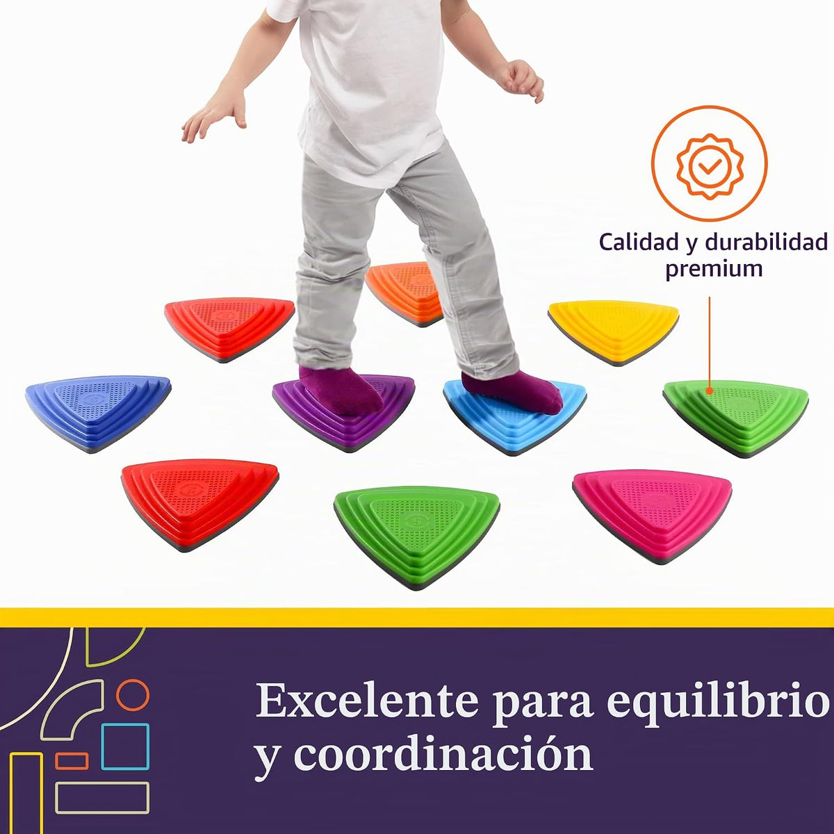 Special Supplies 10 Piedras de Equilibrio para Niños de Interior y Exterior, Bloques de Equilibrio que Promueven la Coordinación, Equilibrio y Fuerza, Goma Segura para Niños, Bordes Antideslizantes