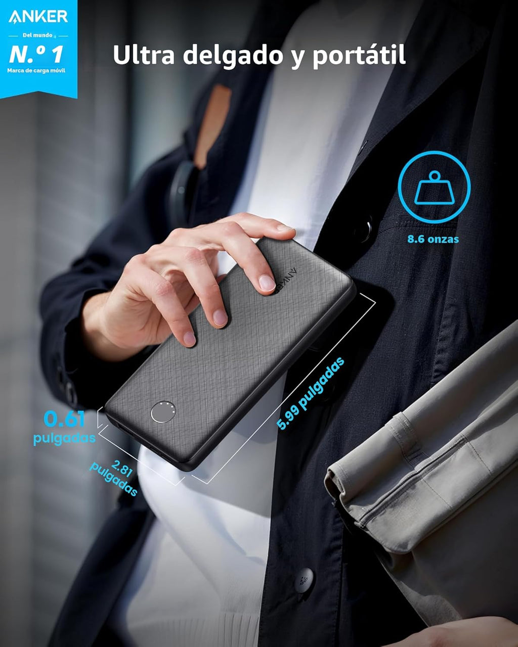 Anker Banco de energía (PowerCore 10K), batería compacta de 10,000...