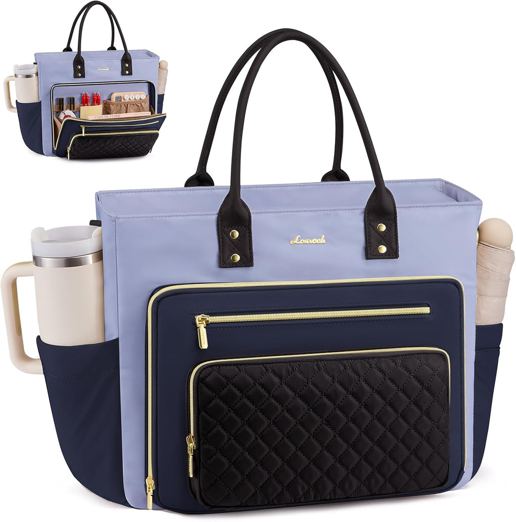 LOVEVOOK - Bolsa de mano para profesora para mujer, bolsa para laptop con soporte grande para tazas, bolsas de enfermera, maletín profesional para computadora, bolso grande de negocios, regalo para madre, 15.6 pulgadas