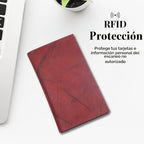 Cartera de 20 tarjetas para hombre, tarjetero largo de piel RFID, color