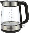 Amazon Basics Hervidor eléctrico con jarra de vidrio para té y café, sin BPA, de ebullición rápida, apagado automático, protección contra hervir, indicador de nivel de agua, 1.7 litros, 1500 W