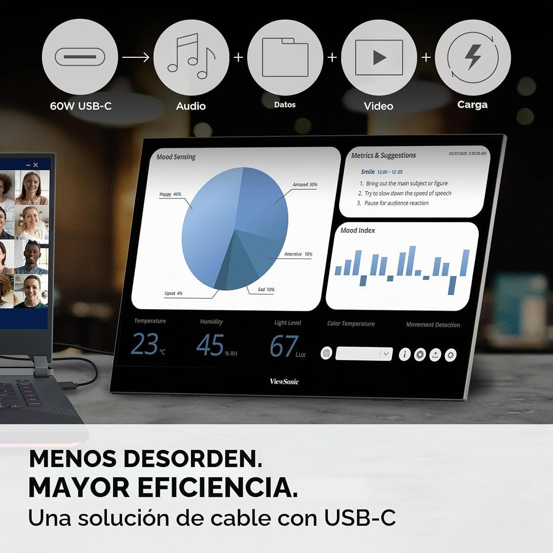 ViewSonic VX1655 Monitor LED IPS portátil de 15.6 pulgadas 1080p FH...